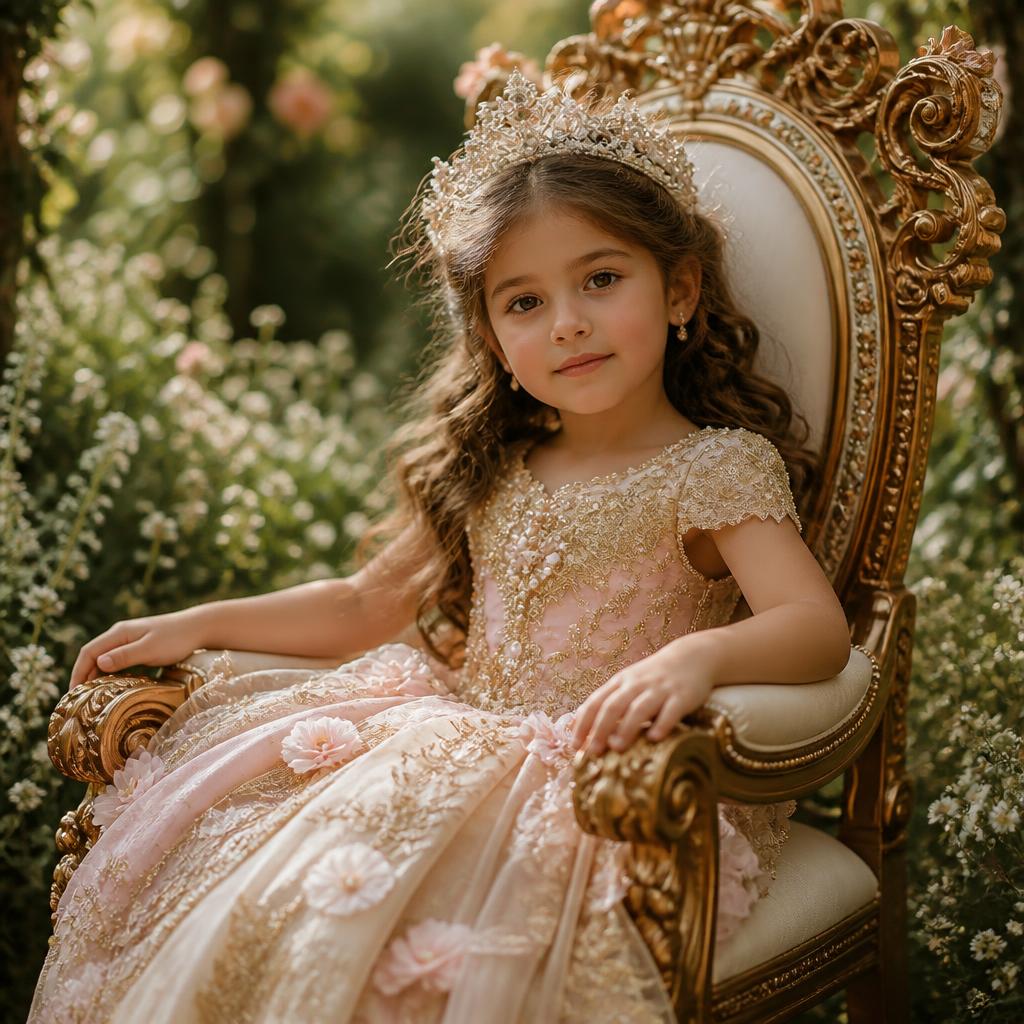 Princess Alisa upon her throne with a tiara